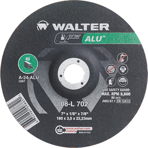 Depressed Centre Grinding Wheels - Aluminium Type 27, 7" x 1/8", 7/8" Arbor, Type 27 Fastek