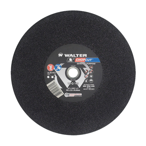 Meules &agrave; tronçonner Chopcut, 14" x 3/32", Arbre de 1", Type 1, Oxyde d'aluminium, 4400 Tr/min Fastek