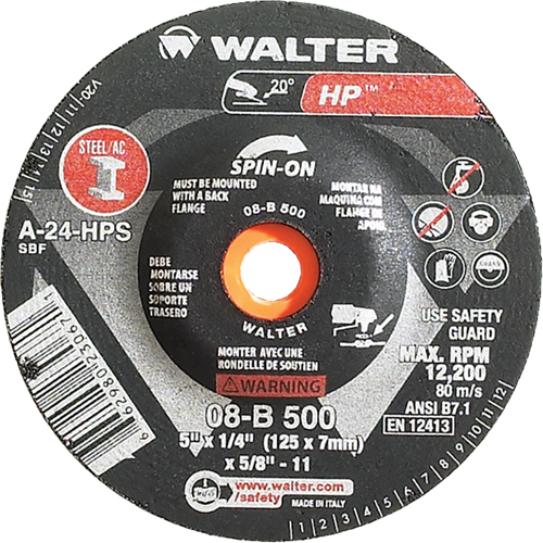 HP Spin-On Grinding Wheel, 5" x 1/4", 5/8"-11 Arbor, Type 27S Fastek