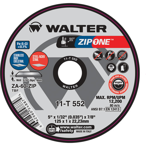 Zip One Cut-Off Wheel, 4-1/2" x 1/32", 7/8" Arbor, Type 1 Fastek