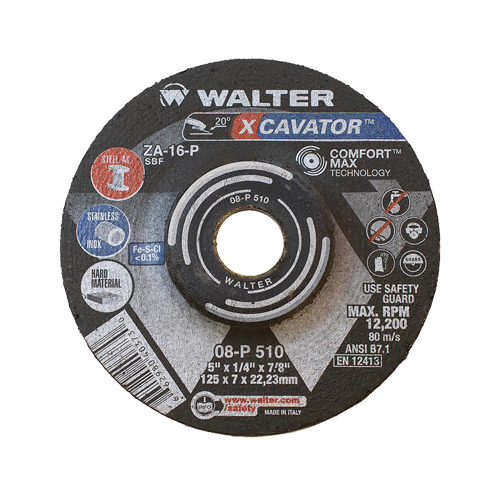 XCAVATOR Grinding Wheel, 5" x 1/4", 7/8"/5/8"-11 Arbor, Zirconium, Type 27 Fastek