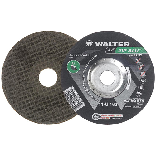 Meule &agrave; tronçonner Zip Alu, 6" x 3/64", Arbre de 7/8", Type 27, Oxyde d'aluminium, 10 200 Tr/min Fastek