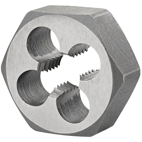 Hexagon Rethreading Bolt Die, 0.71" Dia., M6x1 Thread, High Speed Steel Fastek