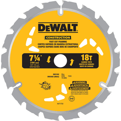 Fast Cut Framing Carbide-Tipped Saw Blade, 7-1/4", 18 Teeth, Wood Use Fastek