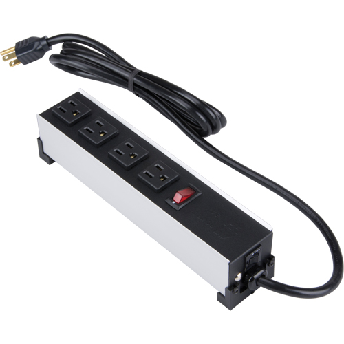 Indoor Brushed Aluminum Power Bar, 4 Outlet(s), 6' Fastek