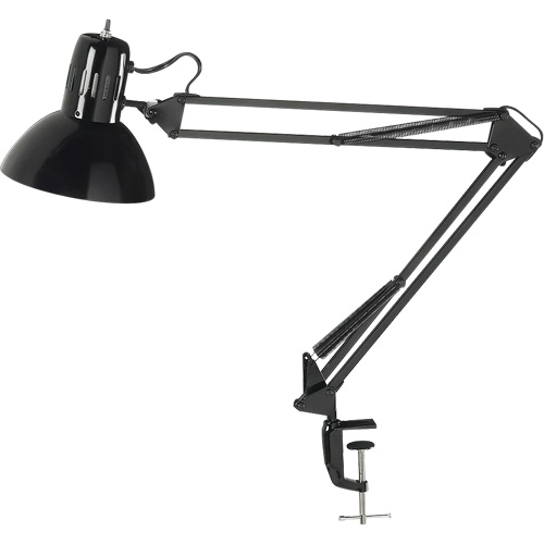 Swing Arm Clamp-On Desk Lamps, 100 W, Incandescent, C-Clamp, Black Fastek