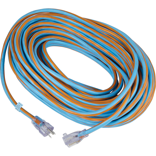 Arctic Blue TPE-Rubber Locking Extension Cord, All-Weather, SJEOW, 12/3 AWG, 15 A, 100' Fastek