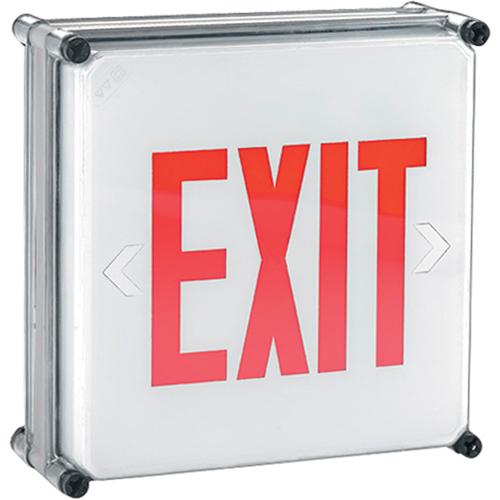 Aqua NEMA 4x Exit Signs, LED, Hardwired, 11-3/4" L x 11-3/4" W, English Fastek