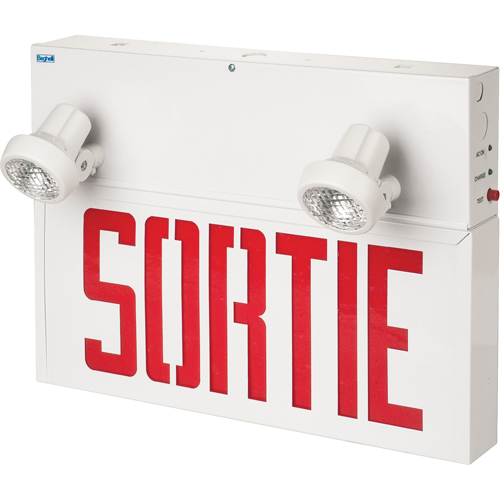 Stella Combination Signs - Sortie, LED, Hardwired, 17-1/2" L x 12-1/2" W, French Fastek