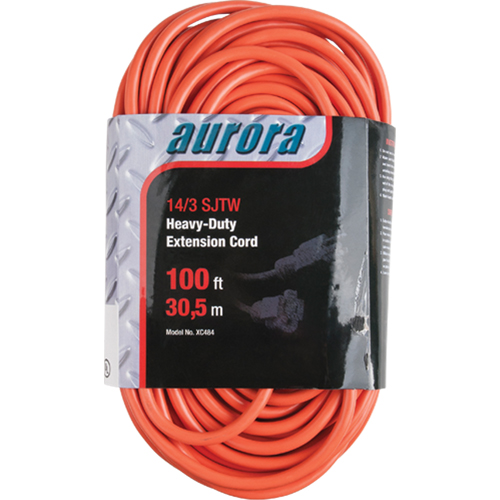 Vinyl Extension Cord, Outdoor, SJTW, 14/3 AWG, 13 A, 100' Fastek