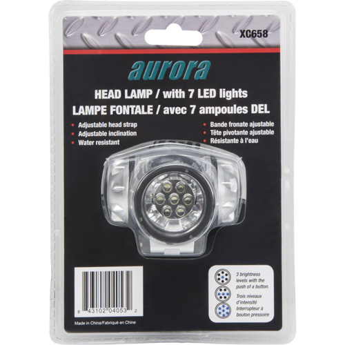 Lampe frontale, DEL, 28 lumens, 20 hres de fonctionnement, piles AAA Fastek