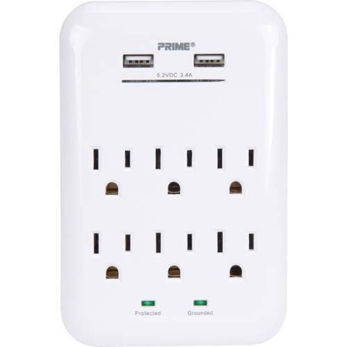 Prime&reg; USB Charger with Surge Protector Fastek
