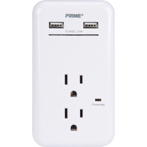 Prime&reg; USB Charger with Surge Protector Fastek