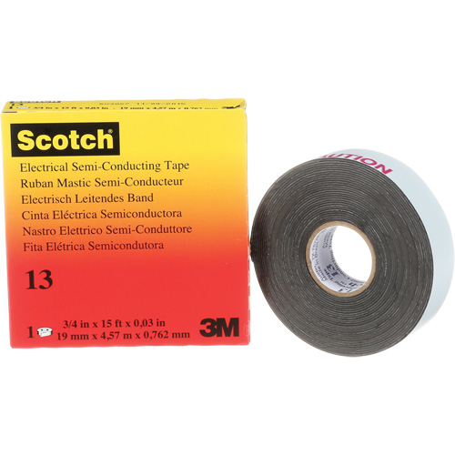 Scotch&reg; Electrical Semi-Conducting Tape, 19 mm (3/4") x 4.6 m (15'), Black, 30 mils Fastek