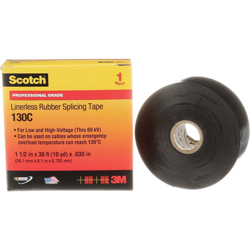 Scotch&reg; Linerless Rubber Splicing Tape, 38 mm (1-1/2") " W, 9 m (30') " L Fastek