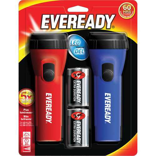 Eveready&reg; General Purpose Flashlight Kit, LED, 25 Lumens, D Batteries Fastek