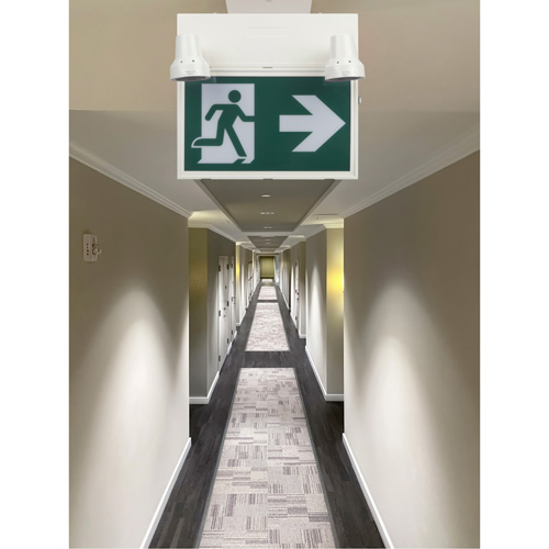 Running Man Sign with Security Lights, LED, Battery Operated/Hardwired, 12-1/10" L x 11" W, Pictogram Fastek