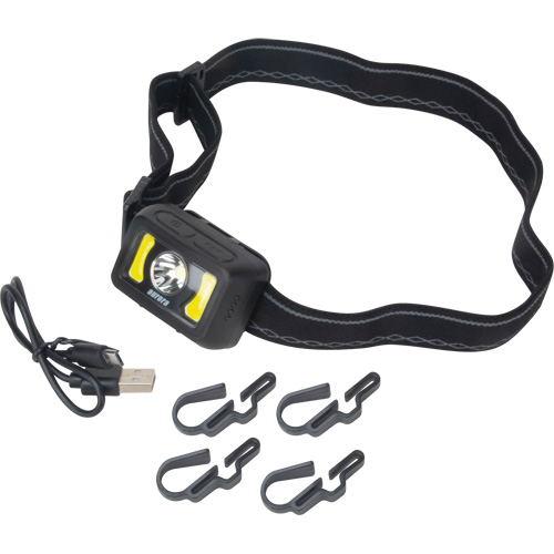 Headlamp, LED, 350 Lumens, 2 Hrs. Run Time, Rechargeable Batteries Fastek