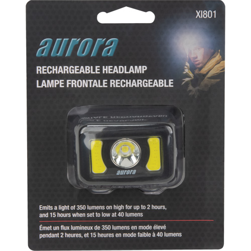 Headlamp, LED, 350 Lumens, 2 Hrs. Run Time, Rechargeable Batteries Fastek