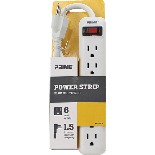 Power Strip, 6 Outlet(s), 1-1/2', 15 A, 1875 W, 125 V Fastek