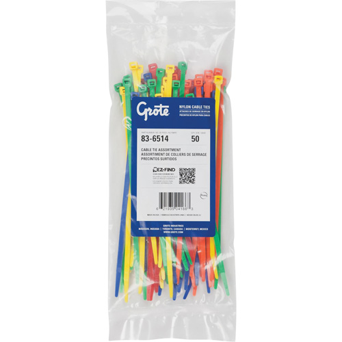 Nylon Cable Ties, 8" Long, 50 lbs. Tensile Strength Fastek