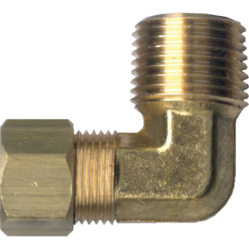 90° Pipe Elbow Fitting, Tube x Male Pipe, Brass, 1/4" x 1/2" Fastek