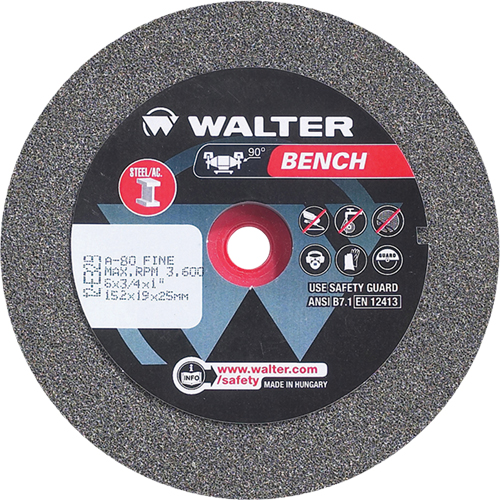 Bench Grinding Wheel, 6" x 3/4", 1" Arbor, 1 Fastek