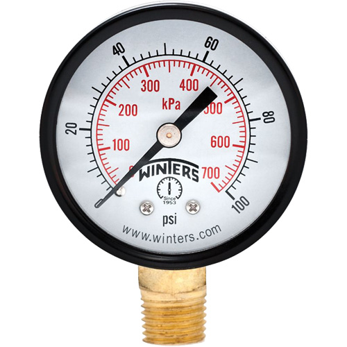Economy Pressure Gauge, 2" , 0 - 100 psi, Bottom Mount, Analogue Fastek