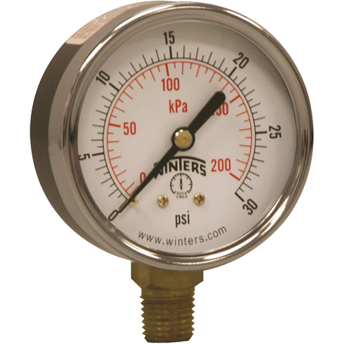 Economy Pressure Gauge, 2-1/2" , 0 - 30 psi, Bottom Mount, Analogue Fastek