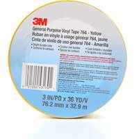 Ruban en vinyle pour travaux g&eacute;n&eacute;raux 764, 76 mm (3") la x 32,9 m (108') lo, 5 mils, Jaune Fastek