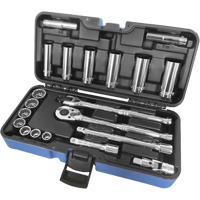 SAE 12-Point Socket Wrench Set, 21 Pcs, 3/8" Drive Size, Deep Fastek