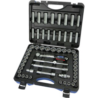 SAE/Metric 12-Point Socket Set, 55 Pcs, 1/2" Drive Size, Deep Fastek