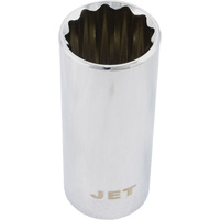 12-Point Chrome Socket, 3/4", 1/2" Drive, 12 Points, Deep Fastek