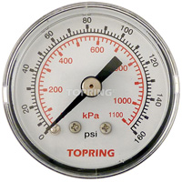 Pressure Gauge, 1-1/2" , 0 - 160 psi, Back Mount, Analogue Fastek
