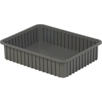 Divider Box&reg; Containers, Polyethylene, 22.4" W x 17.4" D x 5" H, Grey Fastek