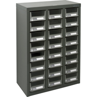 KPC-400 Parts Cabinet, Galvanized Steel, 24 Drawers, 17-3/10" x 8-7/10" x 25-3/5", Grey Fastek