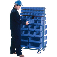 Double-Sided Mobile Bin Rack, Double-sided, 96 bins, 36" W x 24" D x 63" H Fastek