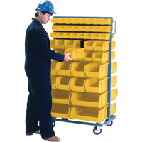 Double-Sided Mobile Bin Rack, Double-sided, 96 bins, 36" W x 24" D x 63" H Fastek
