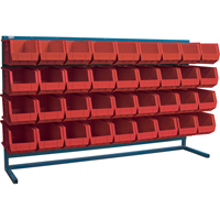 Louvered Rack with Bins, 36 Bins, 72" W x 15" D x 40" H Fastek
