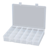 Compact Polypropylene Compartment Cases, 13-1/8" W x 9" D x 2-5/16" H, 24 Compartments Fastek
