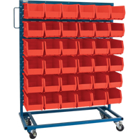 Single-Sided Mobile Bin Rack, Single-sided, 36 bins, 36" W x 16" D x 46-1/2" H CB651 | Fastek