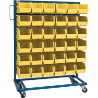 Single-Sided Mobile Bin Rack, Single-sided, 36 bins, 36" W x 16" D x 46-1/2" H CB652 | Fastek