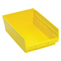 Shelf Bins, 8-3/8" W x 4" H x 11-5/8" D, Yellow, 30 lbs. Capacity Fastek