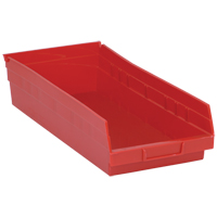 Shelf Bins, 8-3/8" W x 4" H x 17-7/8" D, Red, 40 lbs. Capacity Fastek