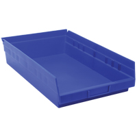 Shelf Bins, 11-1/8" W x 4" H x 17-7/8" D, Blue, 40 lbs. Capacity Fastek