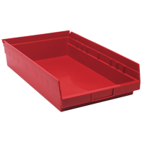 Shelf Bins, 11-1/8" W x 4" H x 17-7/8" D, Red, 40 lbs. Capacity Fastek