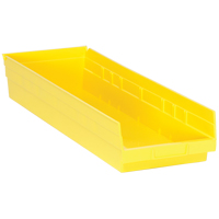 Shelf Bins, 8-3/8" W x 4" H x 23-5/8" D, Yellow, 50 lbs. Capacity Fastek