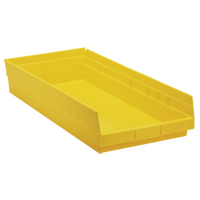 Shelf Bins, 11-1/8" W x 4" H x 23-5/8" D, Yellow, 50 lbs. Capacity Fastek