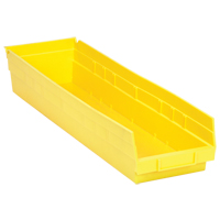 Shelf Bins, 6-5/8" W x 4" H x 23-5/8" D, Yellow, 50 lbs. Capacity Fastek