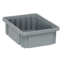 Divider Box&reg; Containers, Plastic, 10.9" W x 8.3" D x 3.5" H, Grey Fastek
